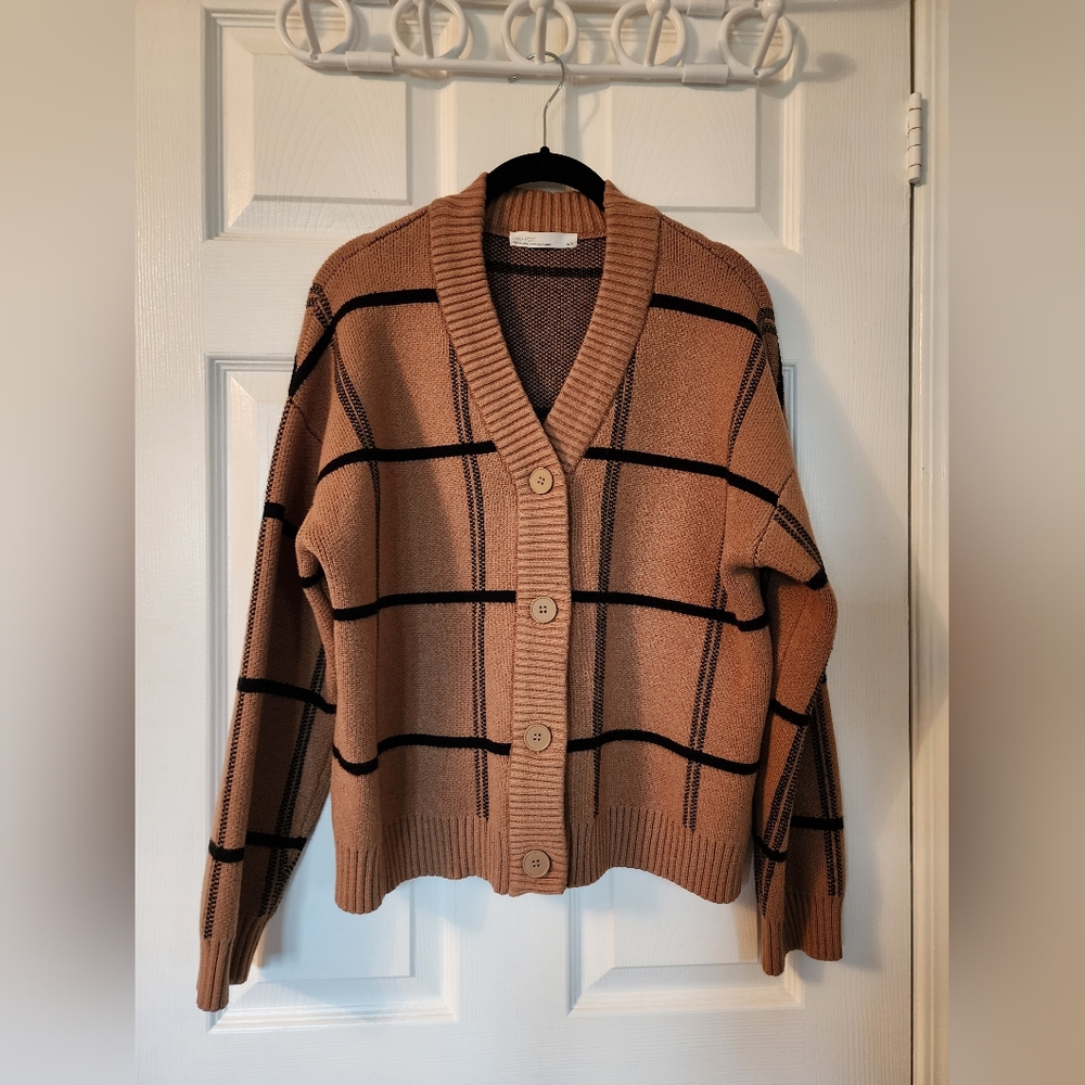 Oak + Fort Oversized Plaid Cartigan